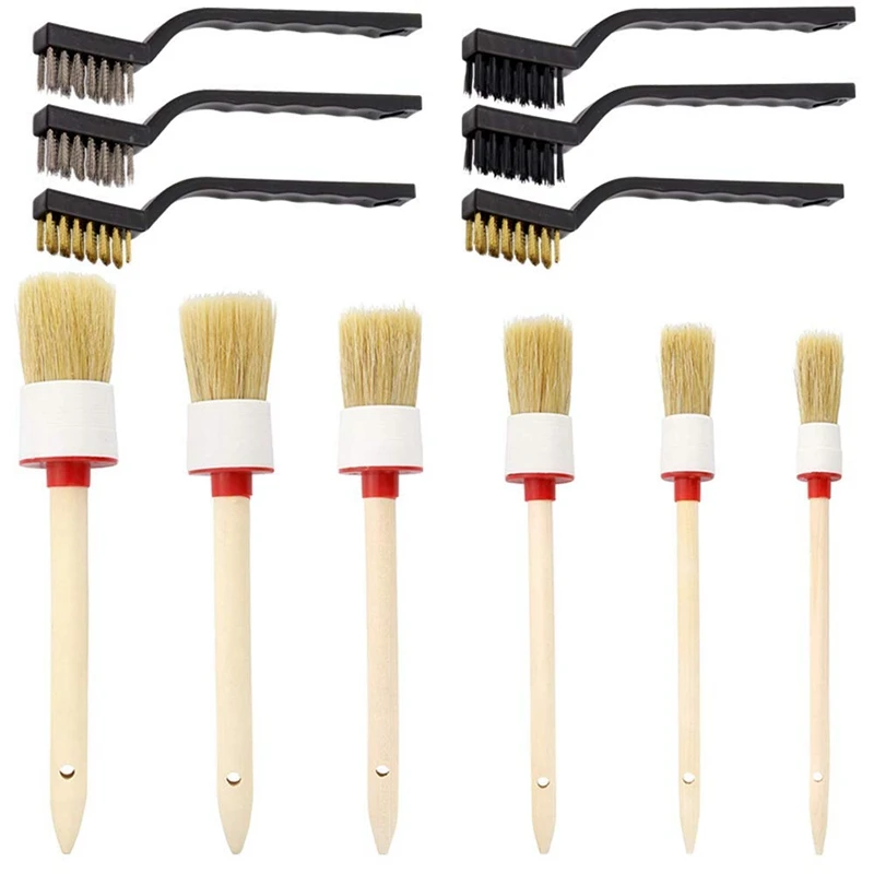 

Detailing Brush Set, 12 Packs Master Detailing Brush for Cleaning Wheels, Air Vent, Engines, Interior, Exterior, Trim, Leather,