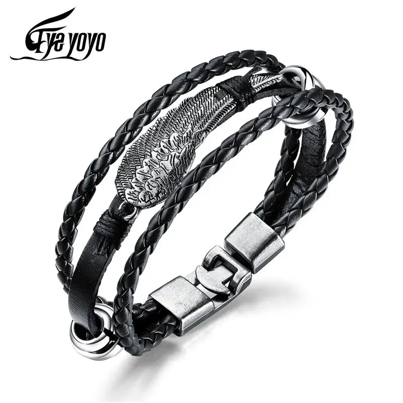 EyeYoYo недорогой ретро перо мужской браслет хип хоп панк тканый Многослойный