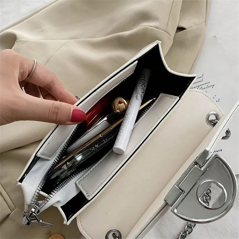 

TOYOOSKY Solid Color Flip Crossbody Bag 2020 Fashion New High-quality PU Leather Women's Designer Handbag Chain Messenger Bag