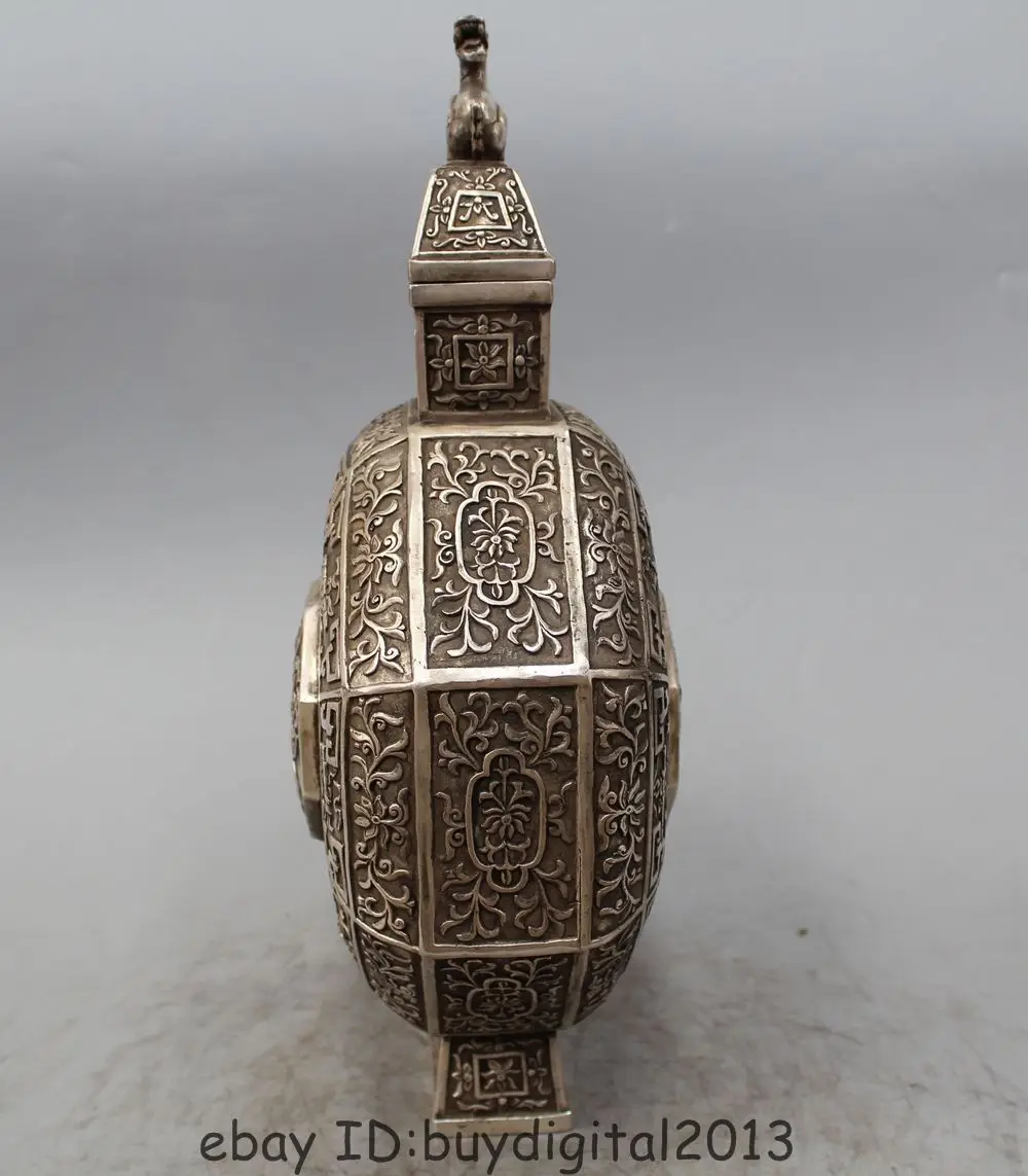 14 &quotпомеченный Китайский серебряный Килин восемь ваза для сокровищ цветочный