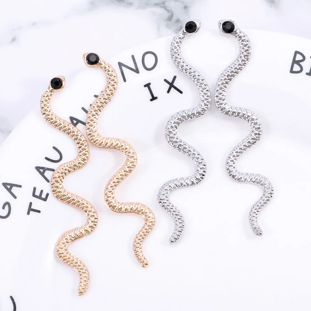 Женские серпантиновые серьги гвоздики 1 пара длинных серпантиновых сережек