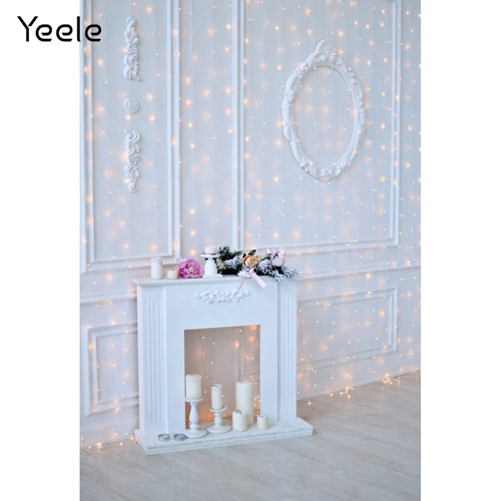 Фоны для фотосъемки Yeele с изображением белых стен полки растений камина любовных