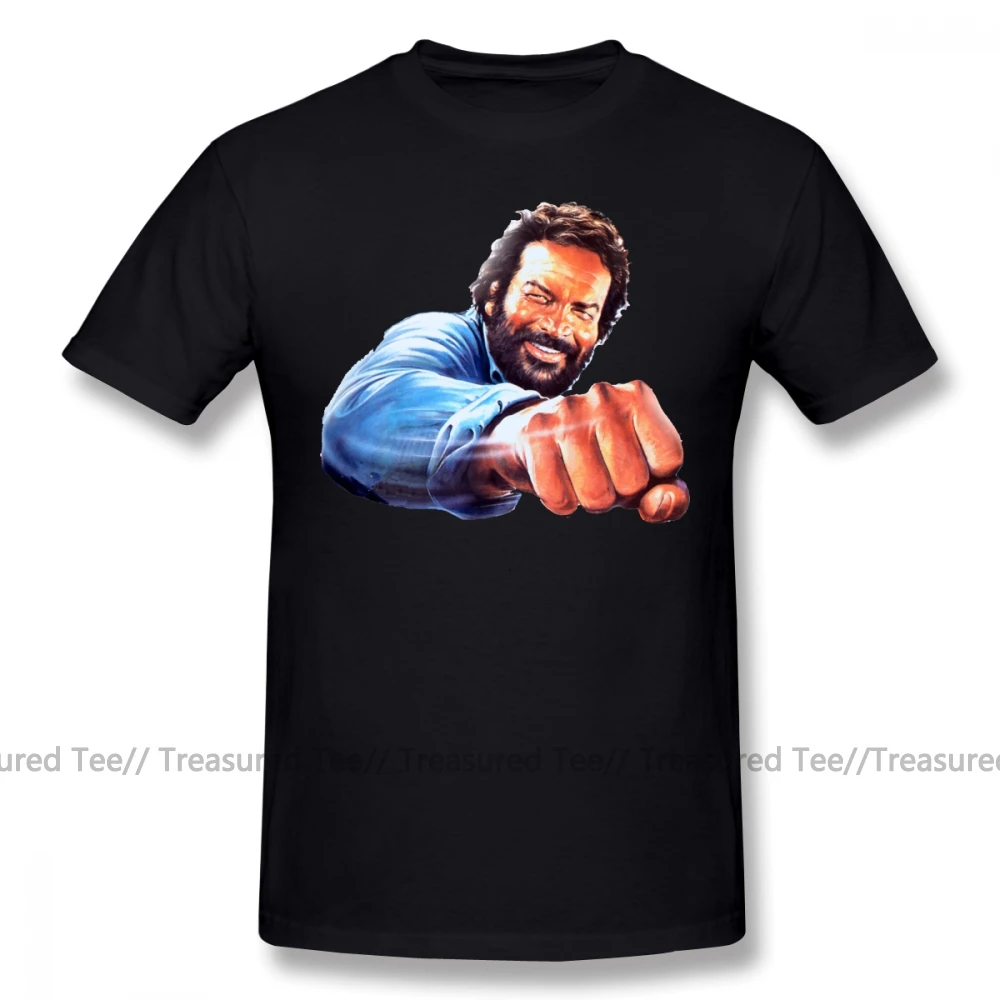 Bud Spencer Футболка с принтом Bud Spencer футболка пляжная хлопковая Футболка с милым принтом 5x Мужская футболка с коротким рукавом - Цвет: Black