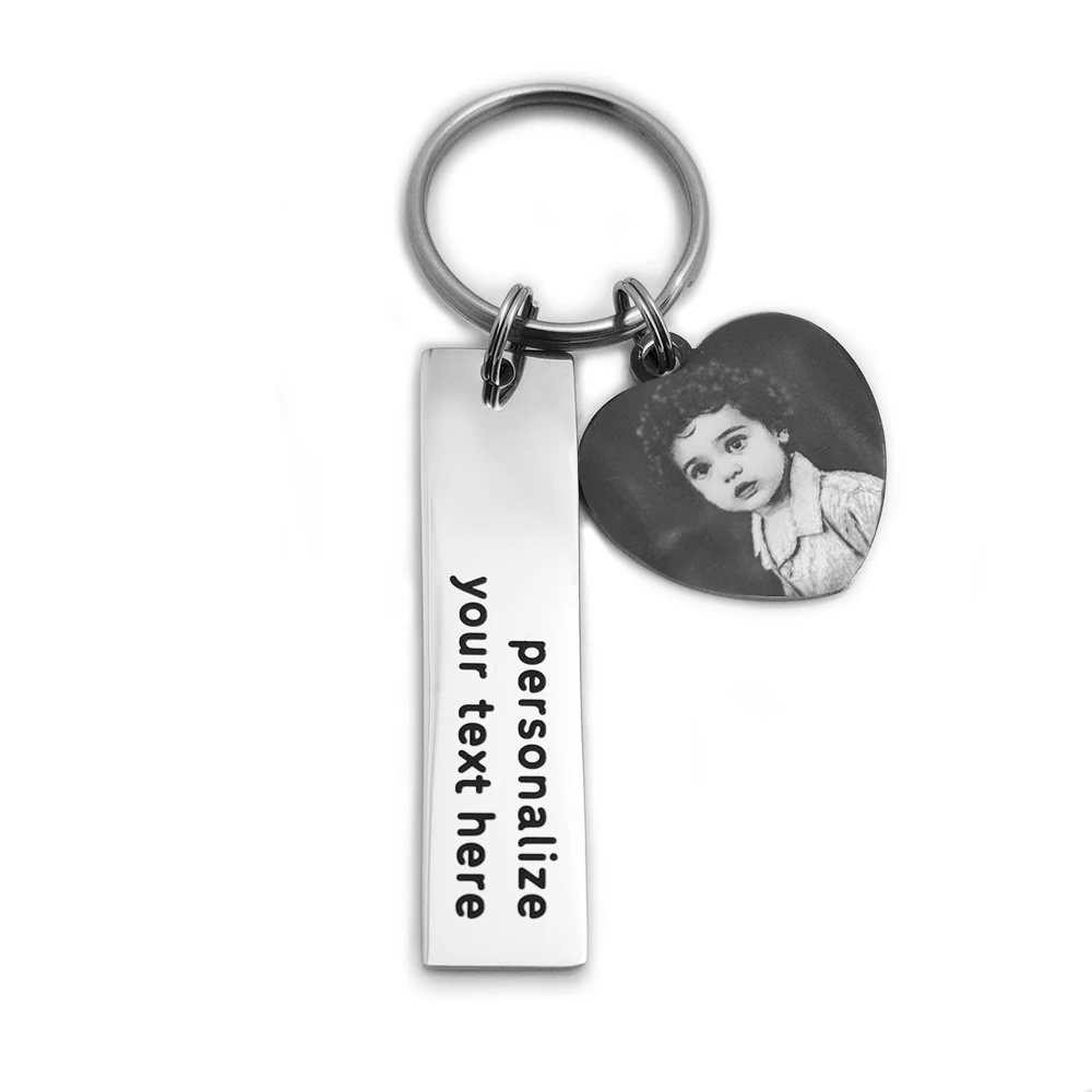 

MYLONGINGCHARM Customized photo and message keychain personalized gifts stainless steel keychain