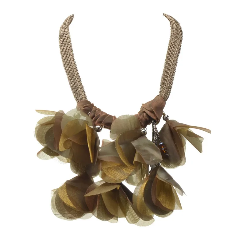 Массивное ожерелье с крупным цветочным кулоном 5 цветов модное ручной работы