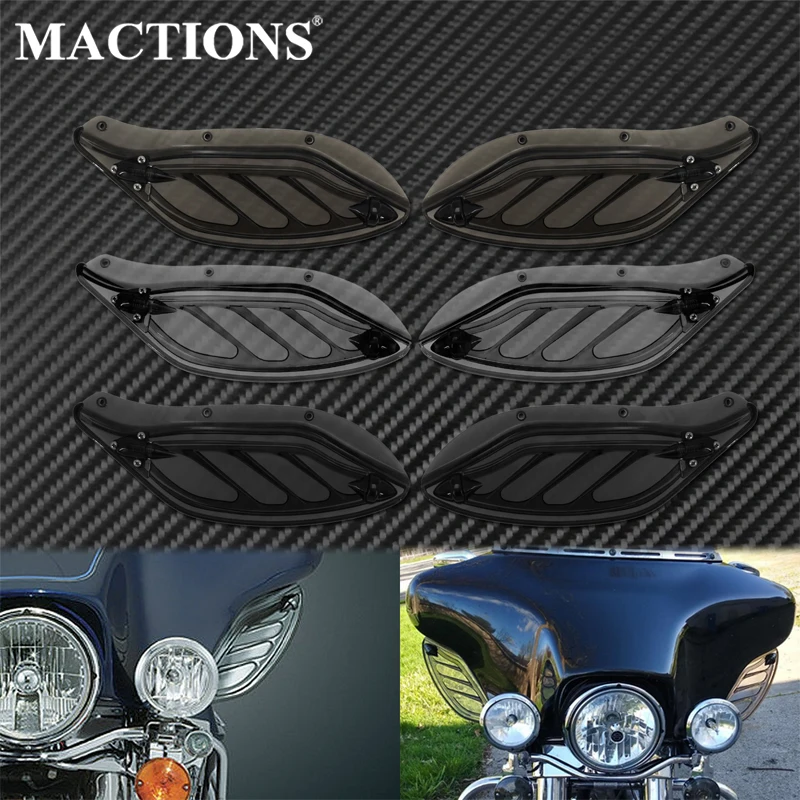 МОТОЦИКЛ ABS Регулируемый крыло обтекатель-дефлектор черный/серый/дым для Harley Touring