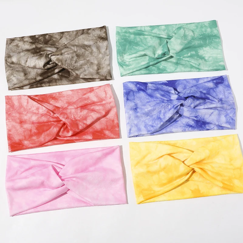 

Women Headband Colorful Wide Turban Twist Knitted Cotton Yoga Sport Sweat Hairband Hair Accessories Twisted Knotted Headwrap