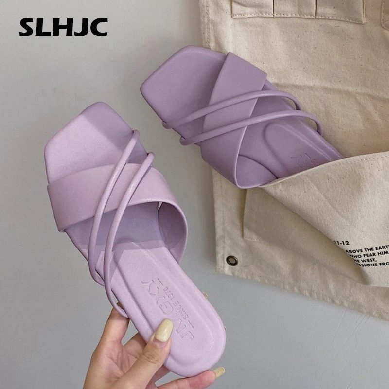 

Летние сандалии SLHJC, повседневные кожаные тапочки на плоской подошве, пляжная обувь для отдыха на открытом воздухе, акция