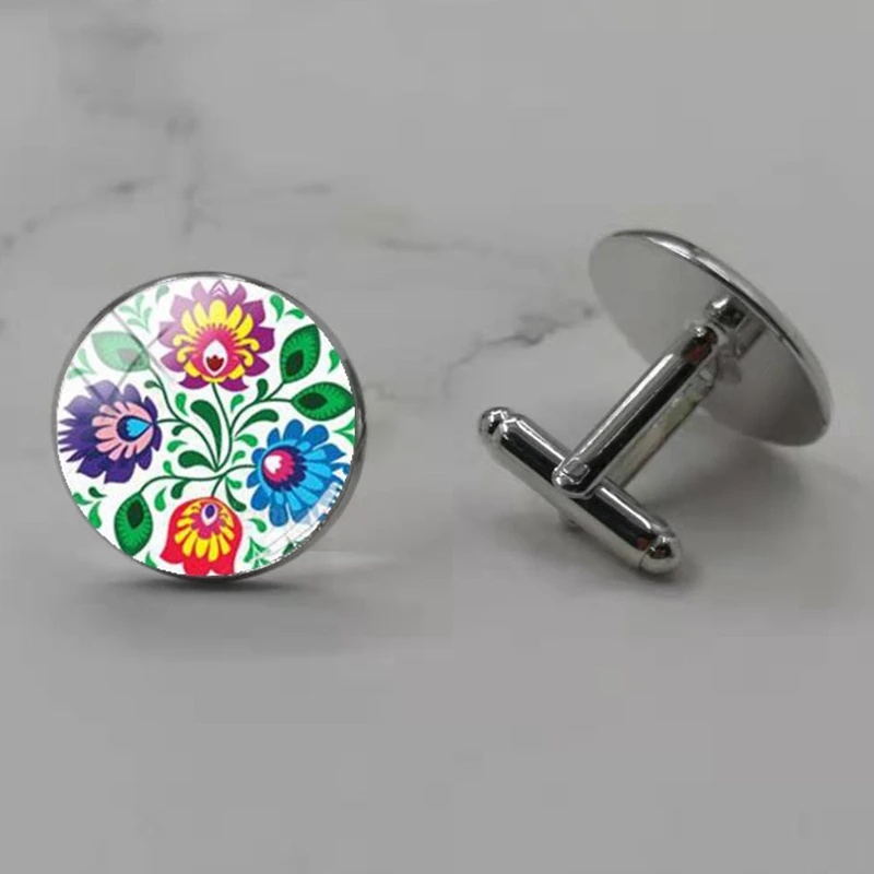 Новые полированные серьги с рисунком в стиле народного искусства цветок манжета