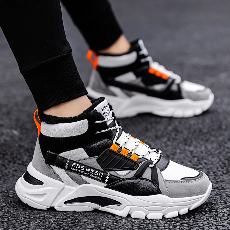 Кроссовки мужские зимние с меховой подкладкой Повседневная Теплая обувь для