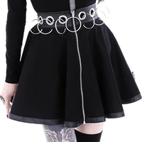 dark gothic mini skirts summer women 2021 iron ring hollow out high waist skirt sexy goth clothing black cool girl streetwear