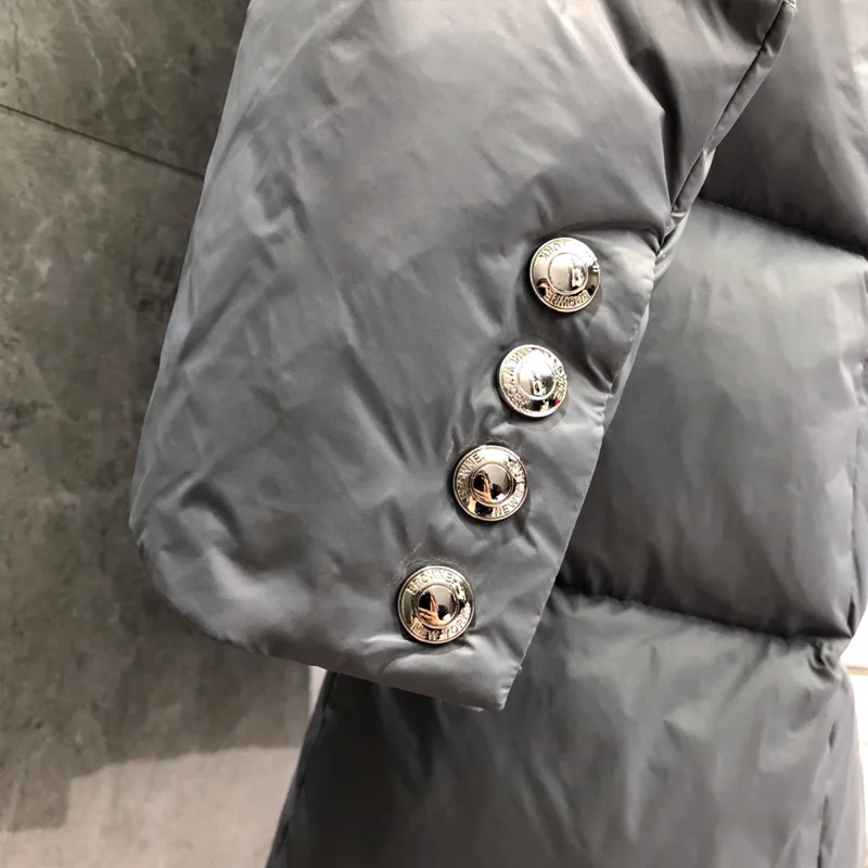 TB THOM Men's Winter Jacket Down Jackets Fashion Brand Gray Overcoat Down-Filled Matte Nylon 4-bar Stripe Wholesale TB Jacket
