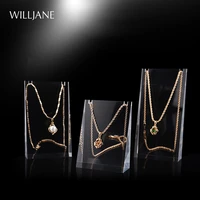 transparent solid acrylic pendant necklace display stand wedge holder jewelry shop window counter rack chain earrings showcase