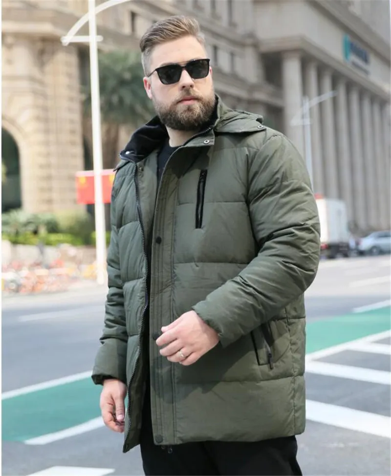 Мужская зимняя XL-7XL большого размера 8XL 9XL 10XL с капюшоном парка теплая куртка с длинным разрезом толстое свободное теплое пальто