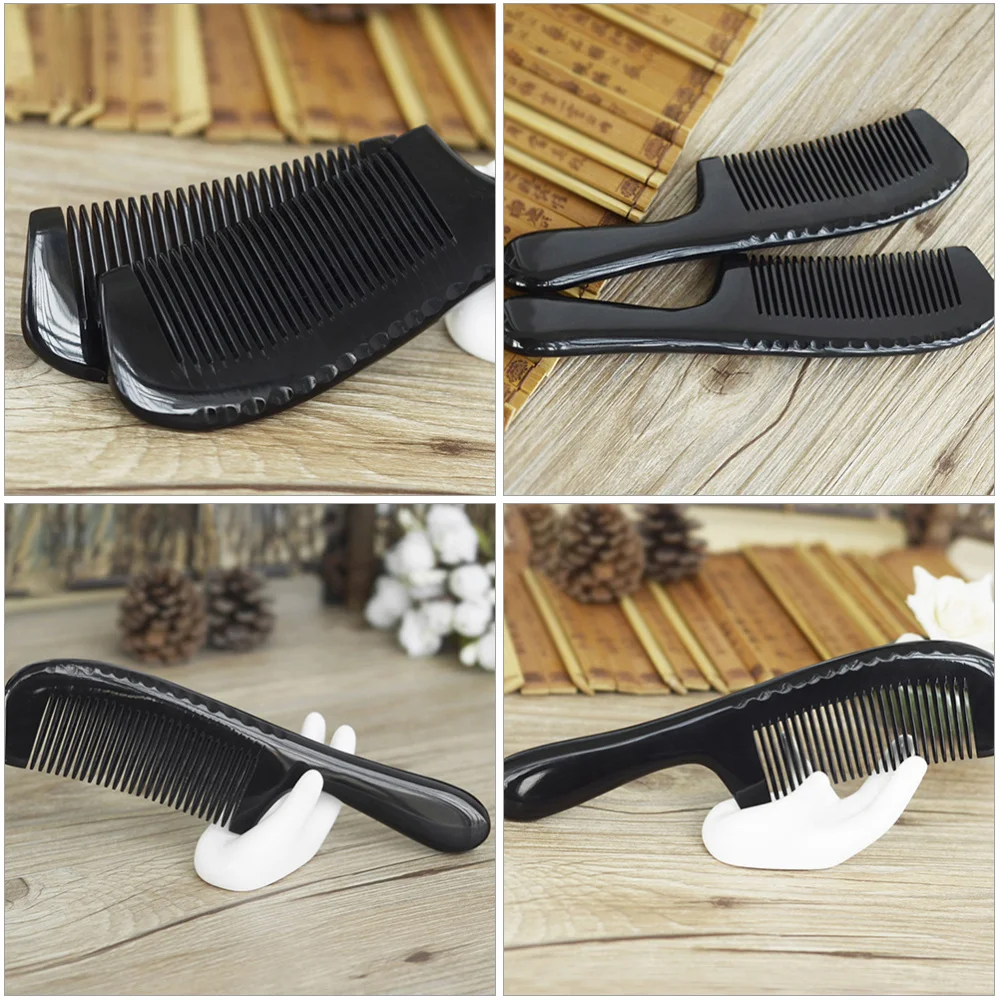 

1pc Natural Ox Horn Comb Hair Straighter Comb Elegant Thicken Edge Comb