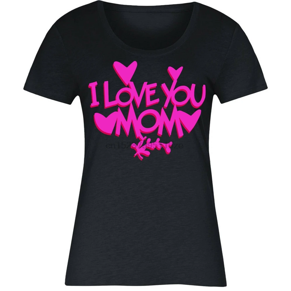 Футболка с надписью I Love You Mom и Gift для мамы дочки модная Классическая футболка |