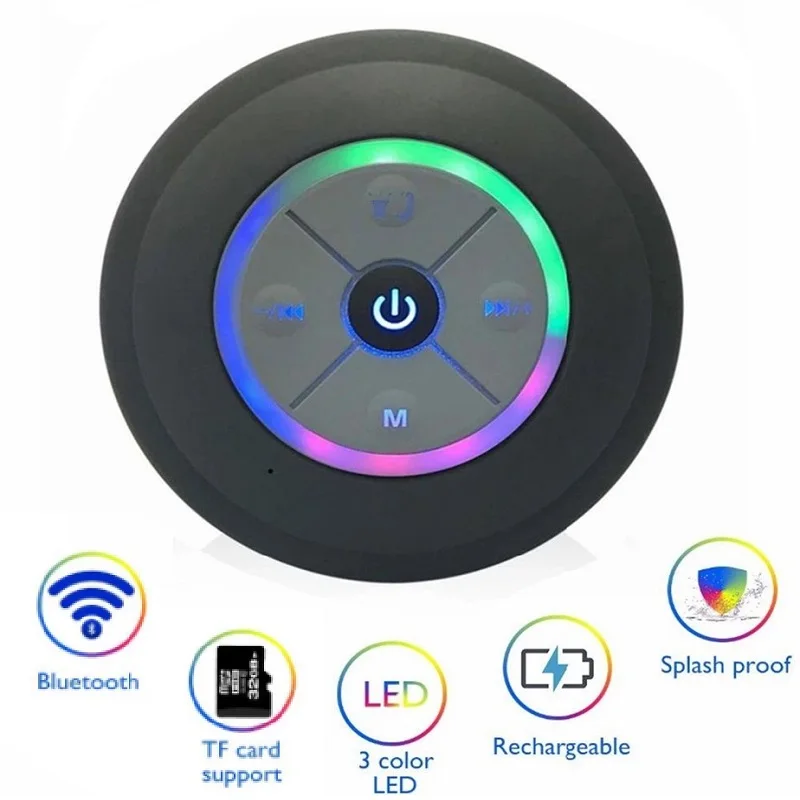 Q9 Беспроводной Портативный душ сабвуфер Динамик с светодиодный светильник