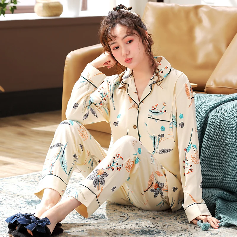 

7540# 100% Cotton Print Maternity Nursing Sleepwear Sets Breastfeeding Pajamas Suits Clothes for Pregnancy Women Home Sleep Wear
