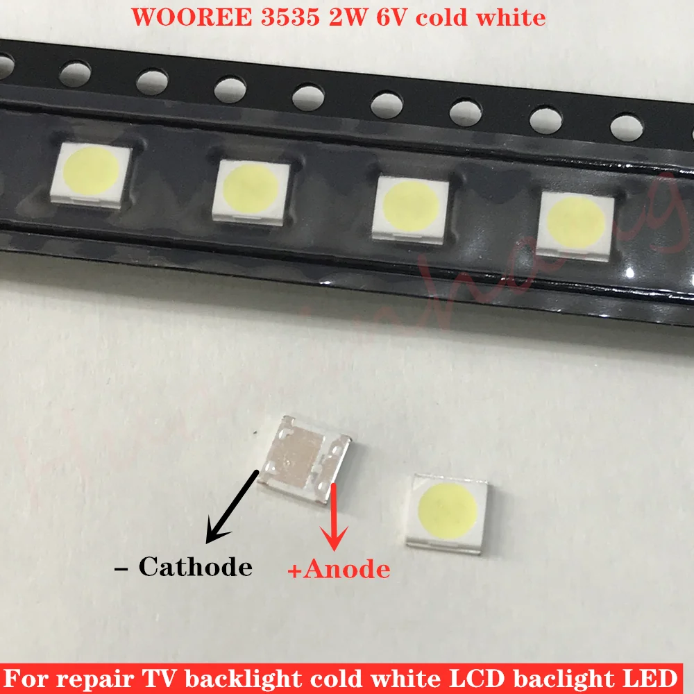 Фото 100 шт./лот Wooree SMD СВЕТОДИОДНЫЙ 3535 6V 2 Вт холодный белый свет WM35E2F-YR09B-eA для 100 шт./лот Wooree SMD СВЕТОДИОДНЫЙ 3535 6V 2 Вт холодный белый свет WM35E2F-YR09B-eA для