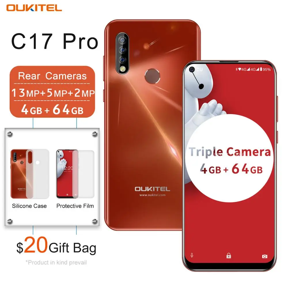 OUKITEL C17 Pro тройная задняя камера 4G мобильный телефон 6 35 дюймов 4 ГБ 64 Восьмиядерный