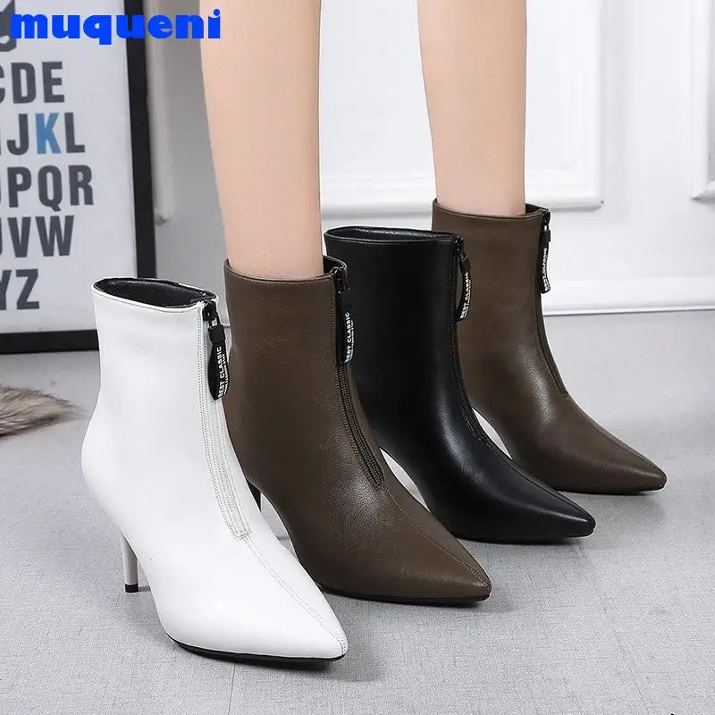 

korean girls microfiber classic colors nightclub small square toe super high heel back zip young lady boots 2021