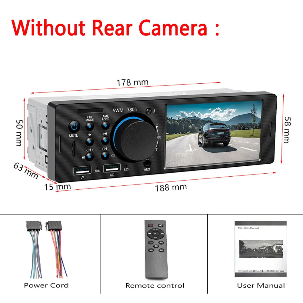 Without Rear Camera LeeKooLuu 1Din авто радио " на тонкопленочных транзисторах на тонкоплёночных транзисторах Сенсорный экран автомобильное аудио Bluetooth AUX USB TF Поддержка сзади Камера MP3 MP5 центральных автомобильных мультимедиа - Цвет: Without Rear Camera