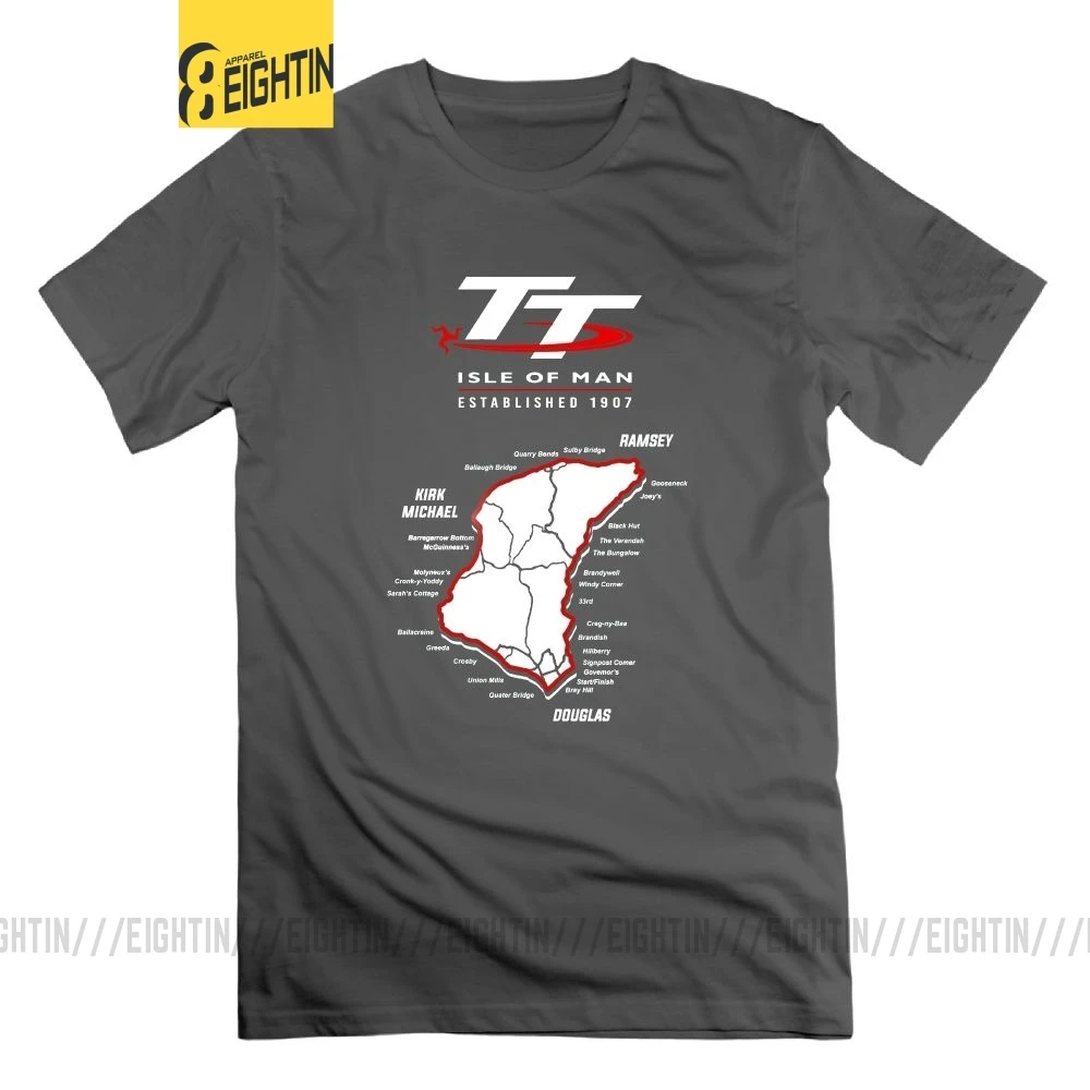 Isle Of Man TT мотоциклетные футболки мужские модные футболки с коротким рукавом из хлопка с круглым вырезом классические футболки - Цвет: Серый