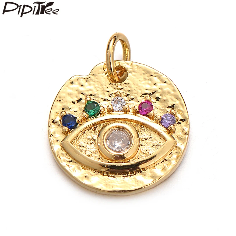 Pipitree модный медный круглый кулон в ретро стиле подвески с кубическим цирконием