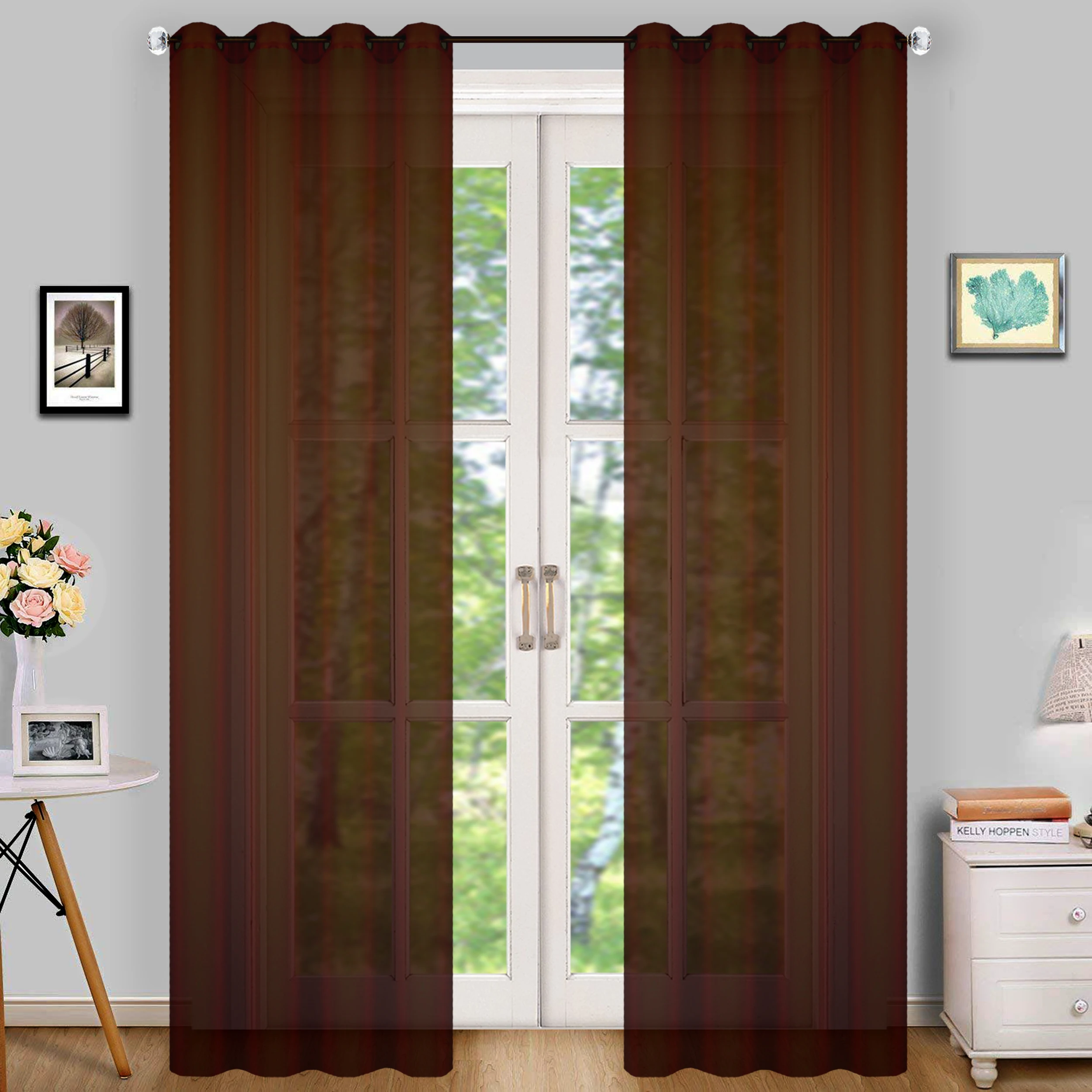 Летающая шторка для спальни s оконная тюль внутреннего дворика серая кофейная