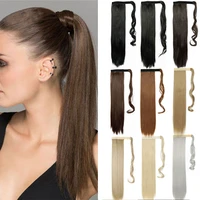 s noilite women drawstring long straight hair extensions piece clip in wrap around ponytail multi colors real natural synthetic