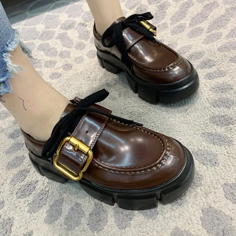 Женская повседневная обувь на шнуровке удобные туфли из натуральной кожи с