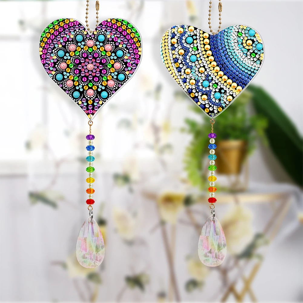 

5D DIY Diamond Painting Sun Crystal Light Catching Wind Chimes Heart Bird Diamond Pendant Hanging Art Mosaic Kit Home Decor