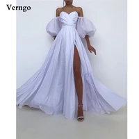 verngo 2021 new korea a line wedding dress with removable puff sleeves sweetheart side slit floor length bridal dresses