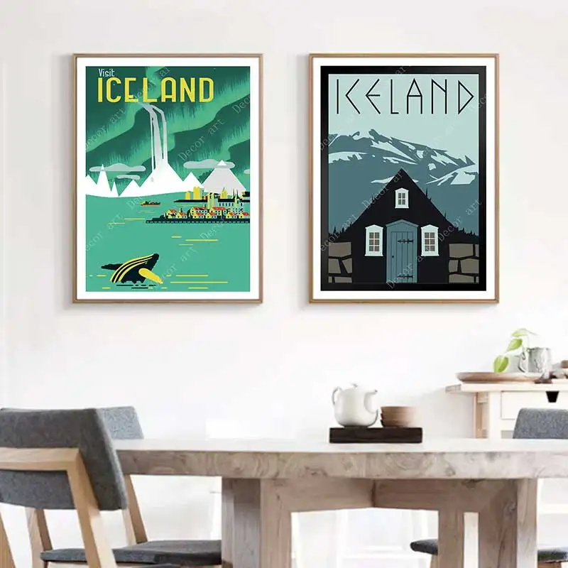 Винтажная Картина на холсте с изображением винтажной мельницы из Исландии Кели