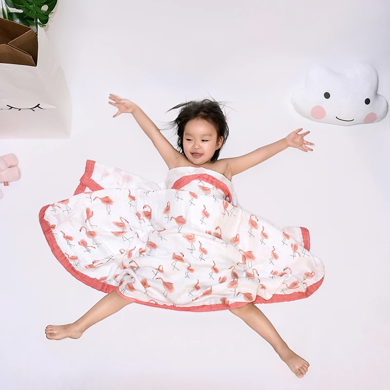 Четырехслойное бамбуковое хлопковое детское муслиновое одеяло Пеленальное