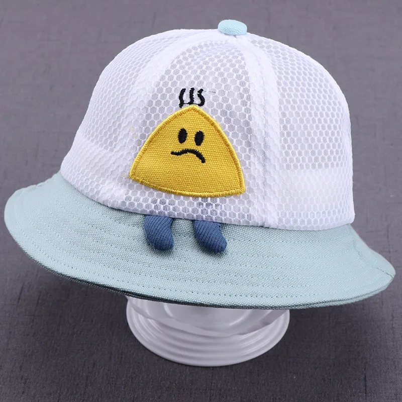 

New embroidered expression mesh baby basin hat in summer