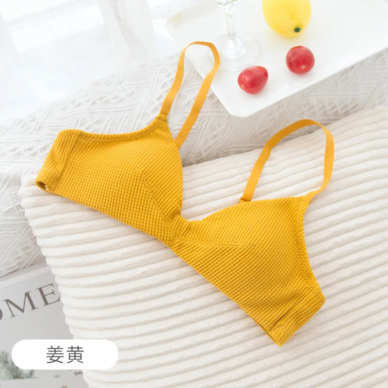 Yellow Комфортный бюстгальтер без косточек для девочек, большие размеры, беспроводные бюстгальтеры для женщин, бесшовный бюстгальтер без косточек, хлопок, сексуальная треугольная чашка - Цвет: Yellow