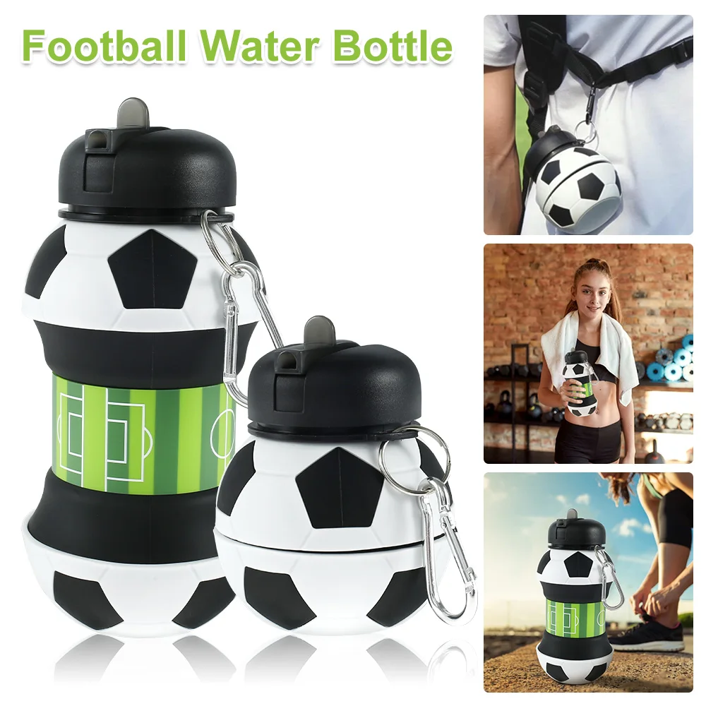 

200ml 550ml Collapsible Water Bottle Football Soccer Ball Water Bottle Sports Drinking Cup BPA-Free Squeezable Leak-proof Bottle