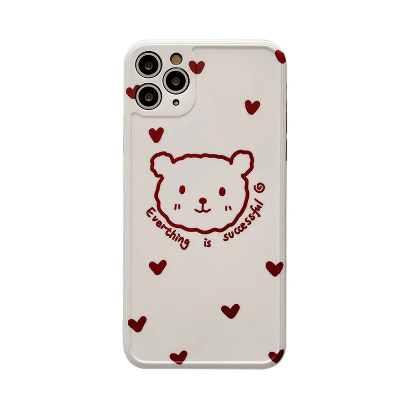 

Retro simple luck bear stick figure letters cute Phone case For iPhone 11 Pro Max XR X XS Max 7 Plus 8 Plus case silicone cover