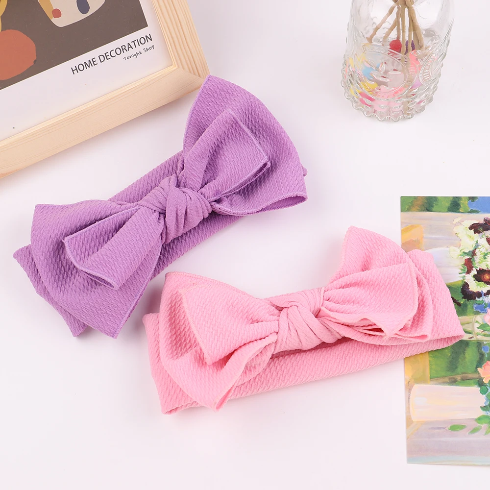 

1Piece Baby Headband Summer Cute Solid Bows Baby Girls Headbands Elastic Bowknot Newborn Hair Band Turban Kids Hair Accessories