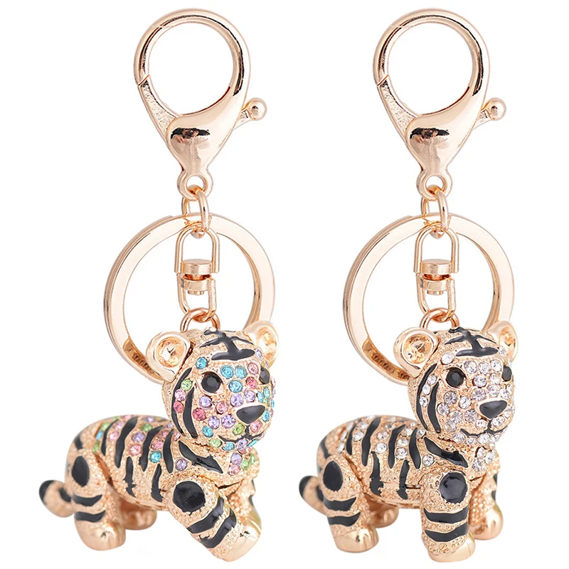 Брелок с тигром в виде животных кристаллами женский аксессуар для сумки