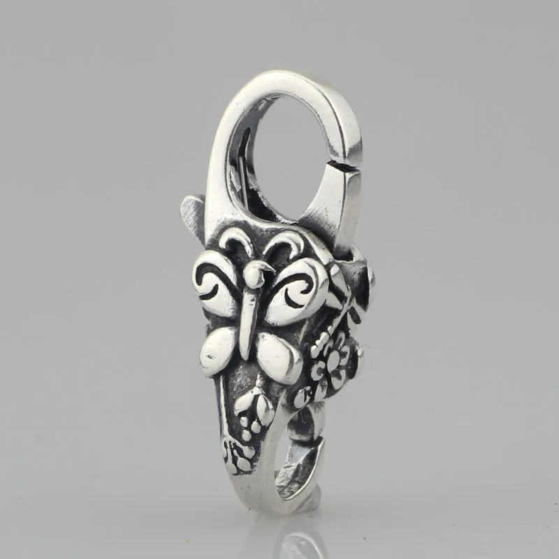 

925 Sterling Silver Beads Charm Butterfly Lobster Buckle Double-Headed Buckle Fit European Troll 3.0mm Bracelet Jewelry