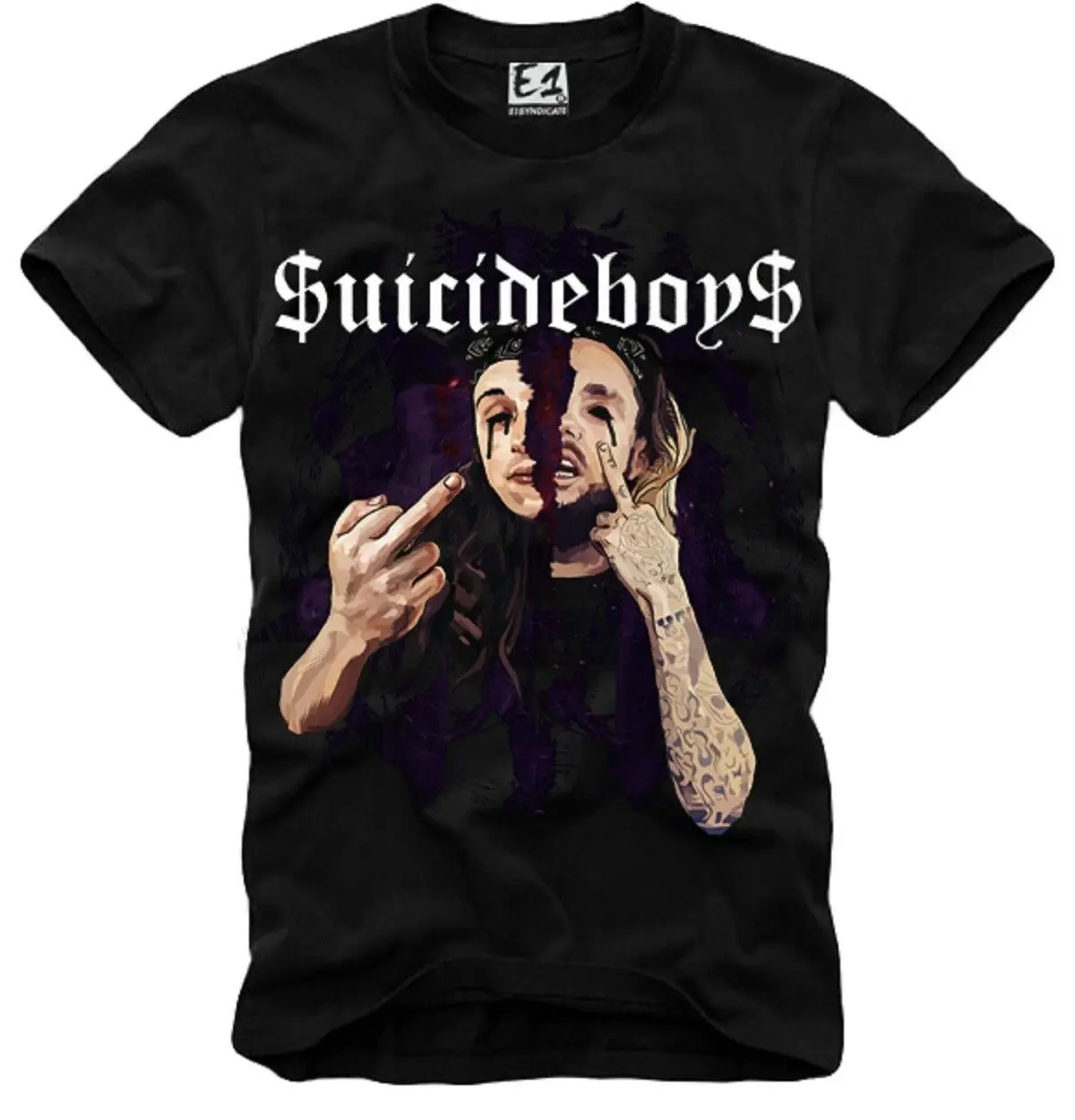 E1SYNDICATE футболка $ UICIDEBOY SUICIDEBOYS GBC GHOSTEMANE LIL открытый насос 3410|Мужские футболки| |