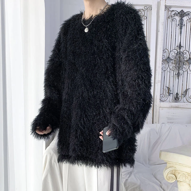 

Winter Plush Sweater Men's Warmth Fashion Retro Casual Knitted Pullover Men Loose Korean Knitting Sweaters Mens Clothes S-2XL