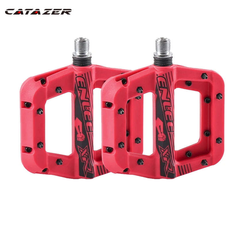 

Catzer Ultralight Mountain Bike Pedals Bearings Anti-Skid Nylon MTB Bicycle Flat Pedals DU Bearing Cycling Pedals for Bicycle