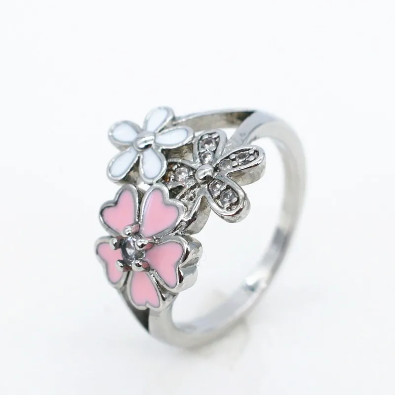 

New Clover Color Flower Inlaid Zircon Female Ring Personality Creative Banquet Ring Trend Party Ring Holiday Gift Ring