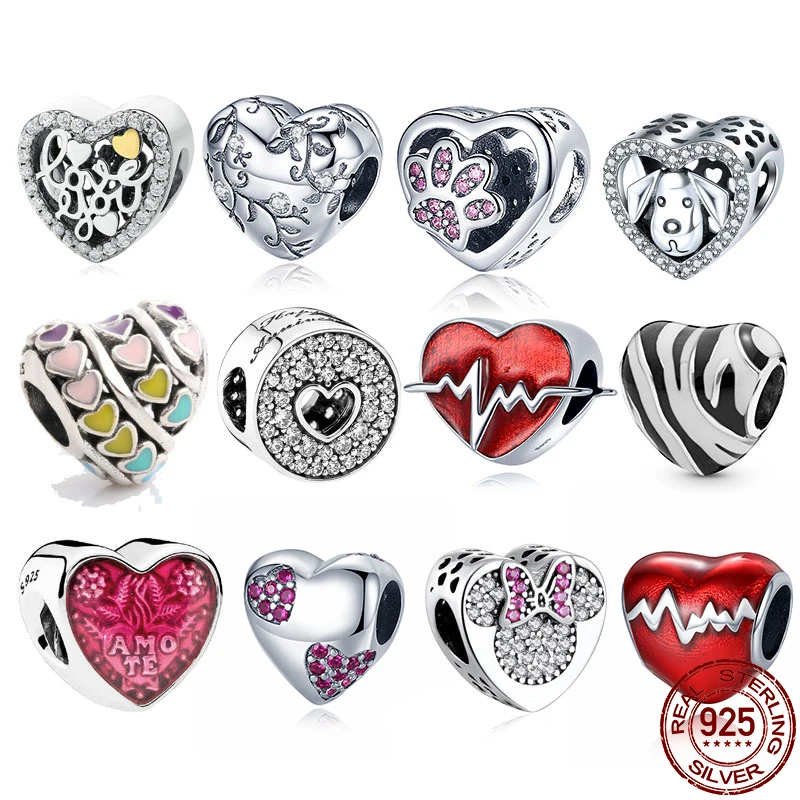 CodeMonkey 925 пробы серебро сердце шарм медведь бусины подходят для оригинальных 3 мм