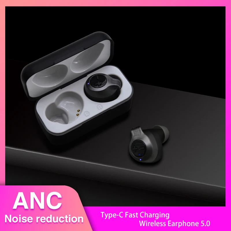 ANC TWS True Беспроводные Bluetooth 5 0 наушники стерео с активным шумоподавлением TYPE C