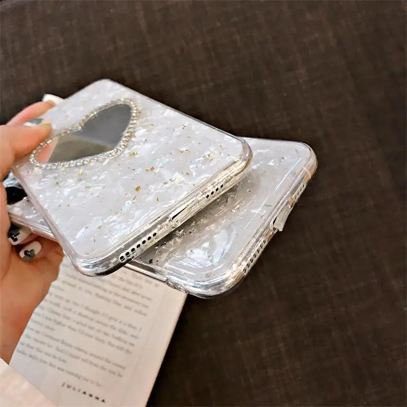 

Love Mirror Fashion Phone Fundas for IPhone 12 11 Pro XS Max Case Huawei P30 P40 P20 Pro Nova 5 3i Cover Accessories for Girls