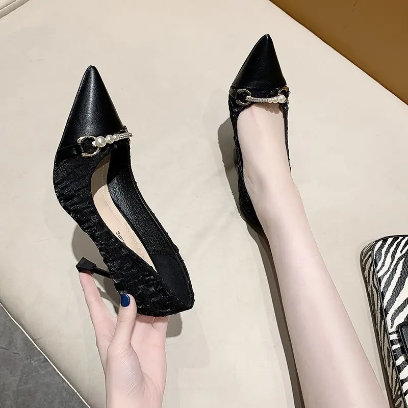 

Super High Heels Women Pearl Pointed Toe Pumps Sexy Stiletto Heels Party Dress Thin Heels Women Heeled Shoes Zapatos Mujer